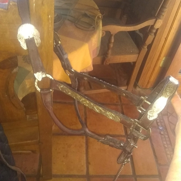 3 Leather Horse Show Halters with Silver Accents - Picture 3 of 8